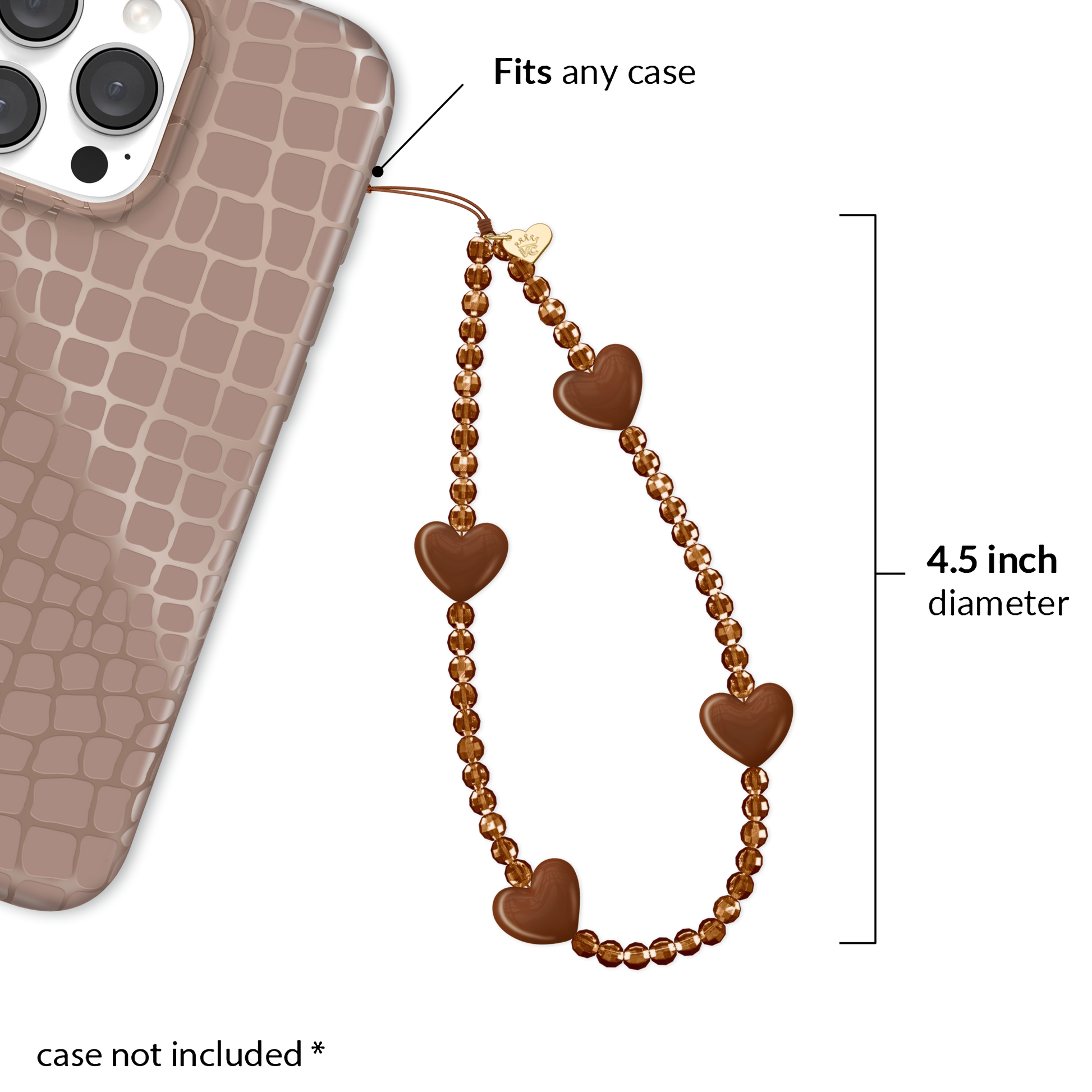 Brown Heart Phone Charm