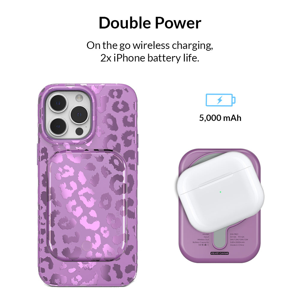 Amethyst Leopard MagSafe Battery Power Pack
