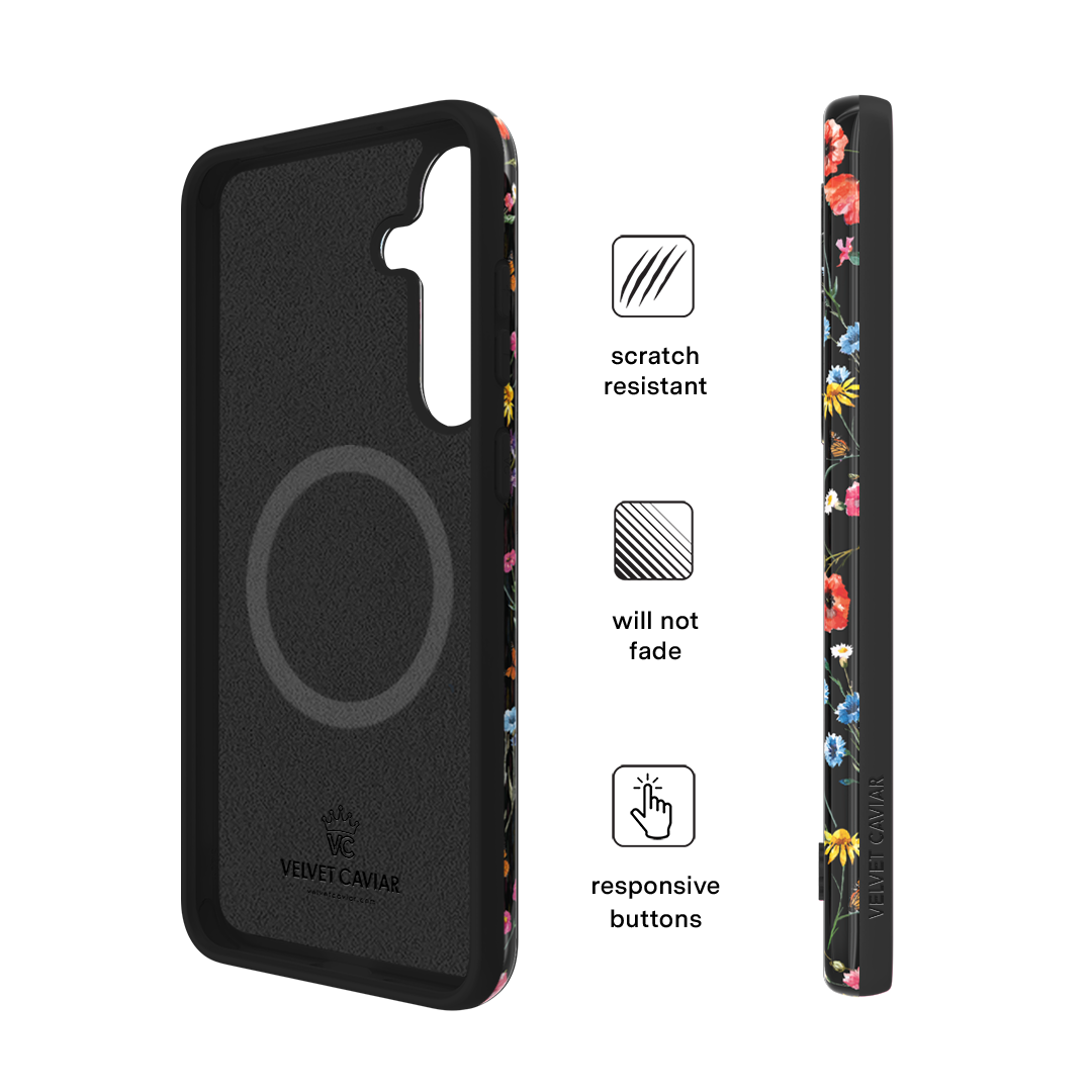 Black Wildflower Samsung Case