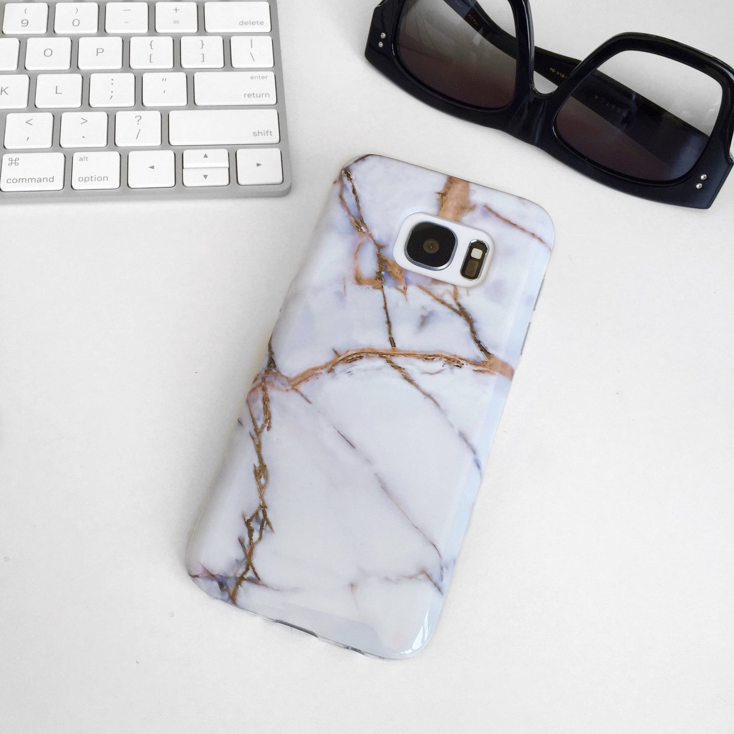White & Gold Marble Samsung Case