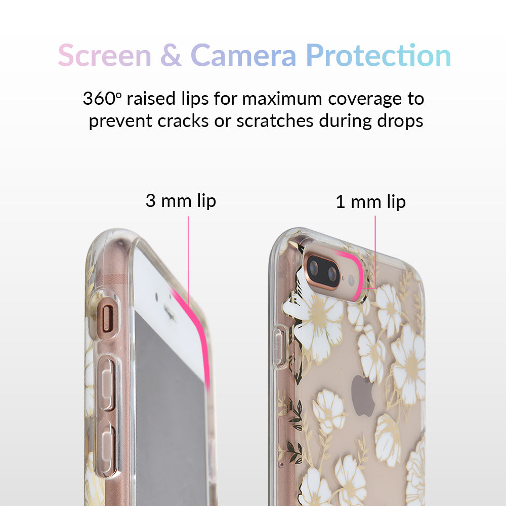 White and Gold Floral Clear iPhone Case