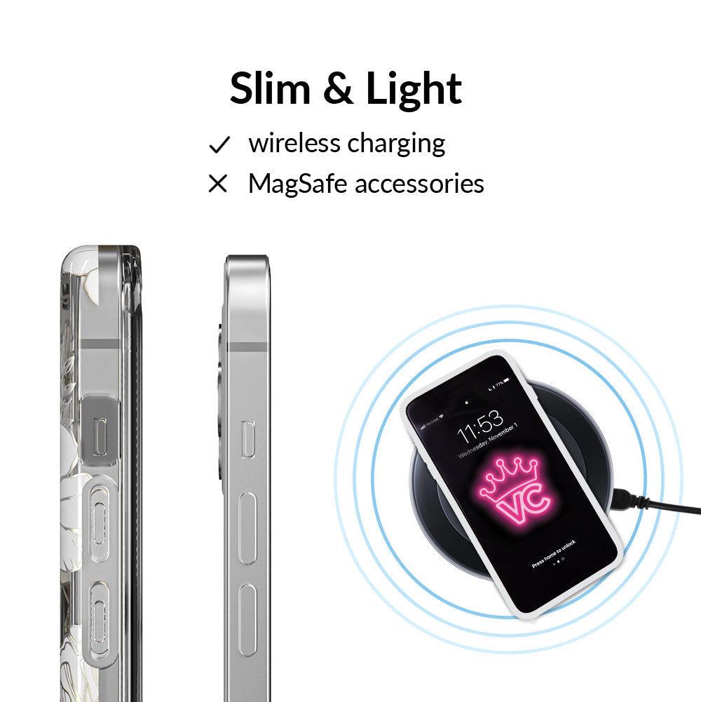 White and Gold Floral Clear iPhone Case