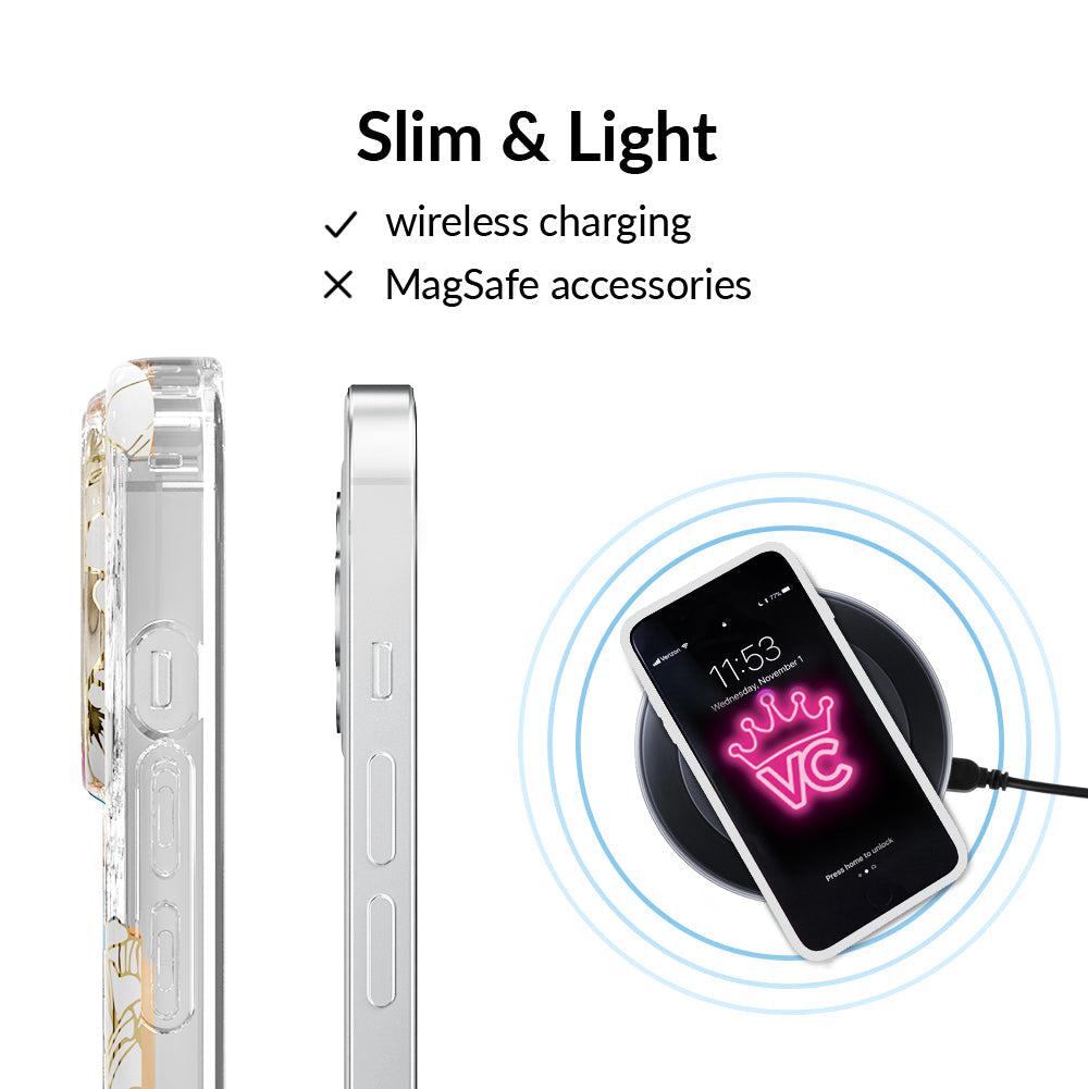 White and Gold Floral Clear iPhone Case