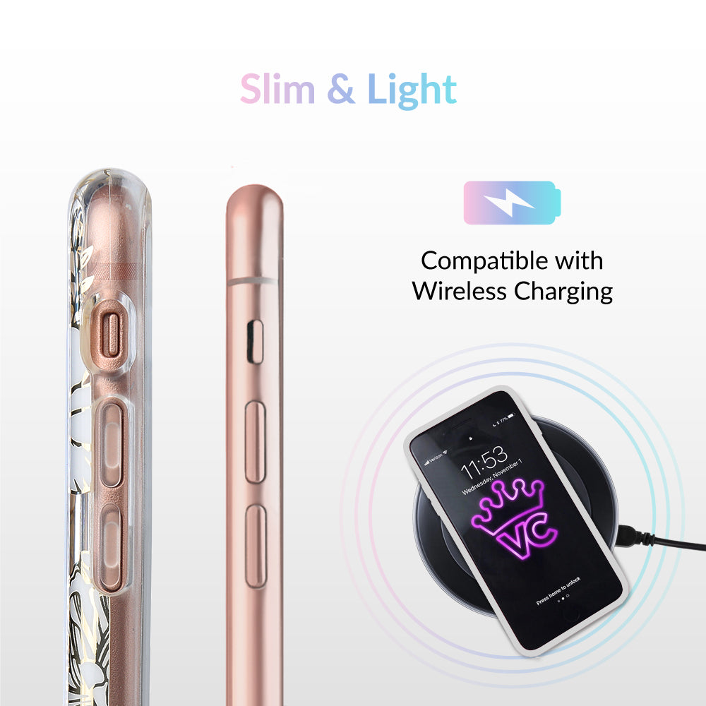 White and Gold Floral Clear iPhone Case