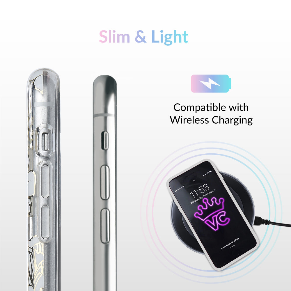 White and Gold Floral Clear iPhone Case