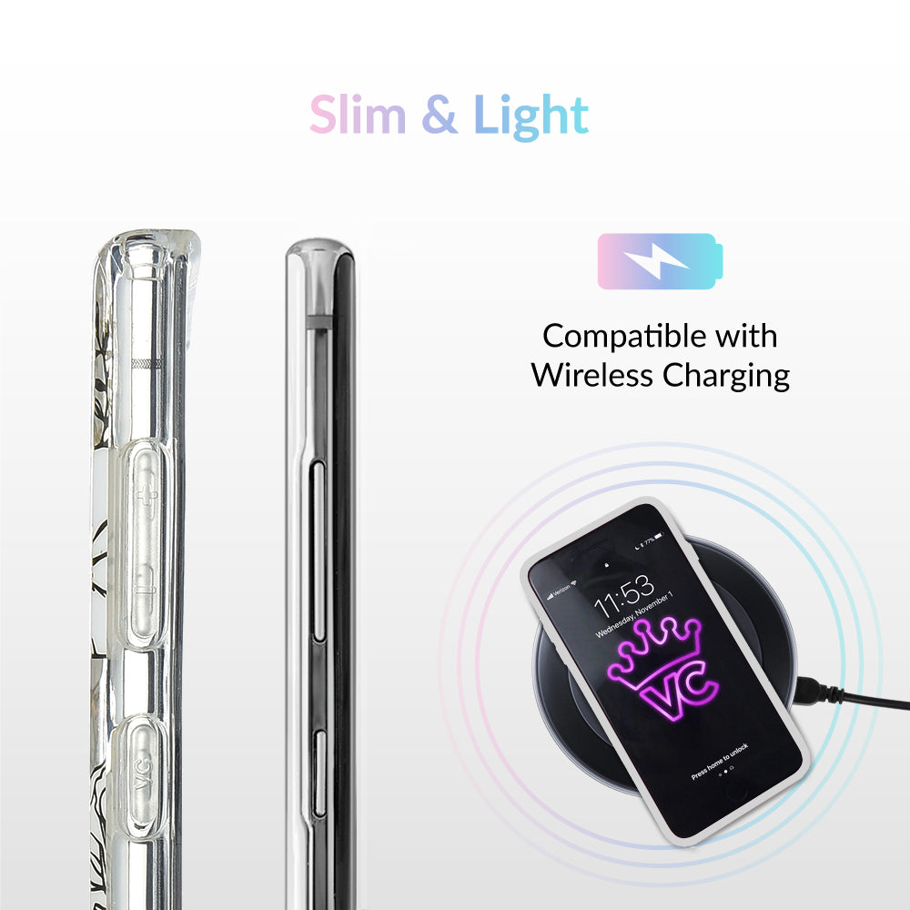 White and Gold Floral Clear Samsung Case