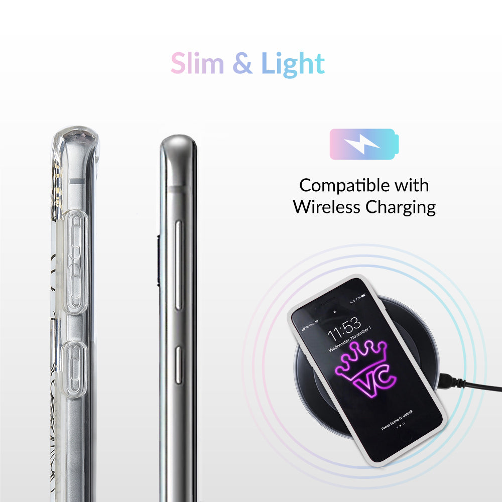 White and Gold Floral Clear Samsung Case