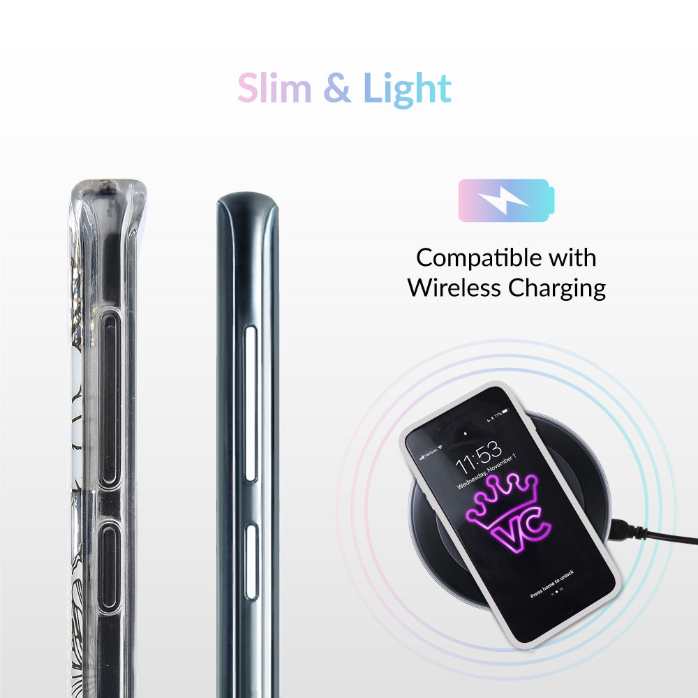 White and Gold Floral Clear Samsung Case