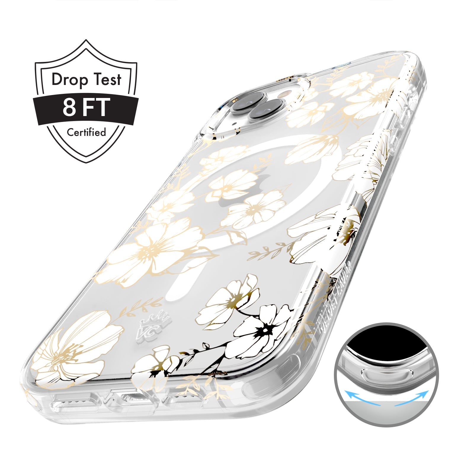 White and Gold Floral Clear iPhone Case