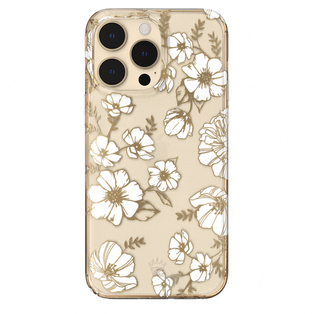 White and Gold Floral Clear iPhone Case