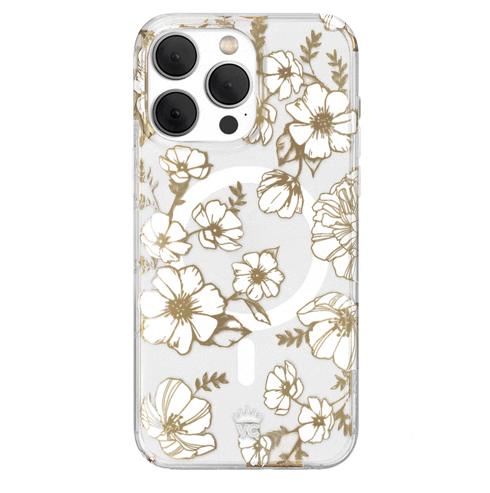White and Gold Floral Clear iPhone Case