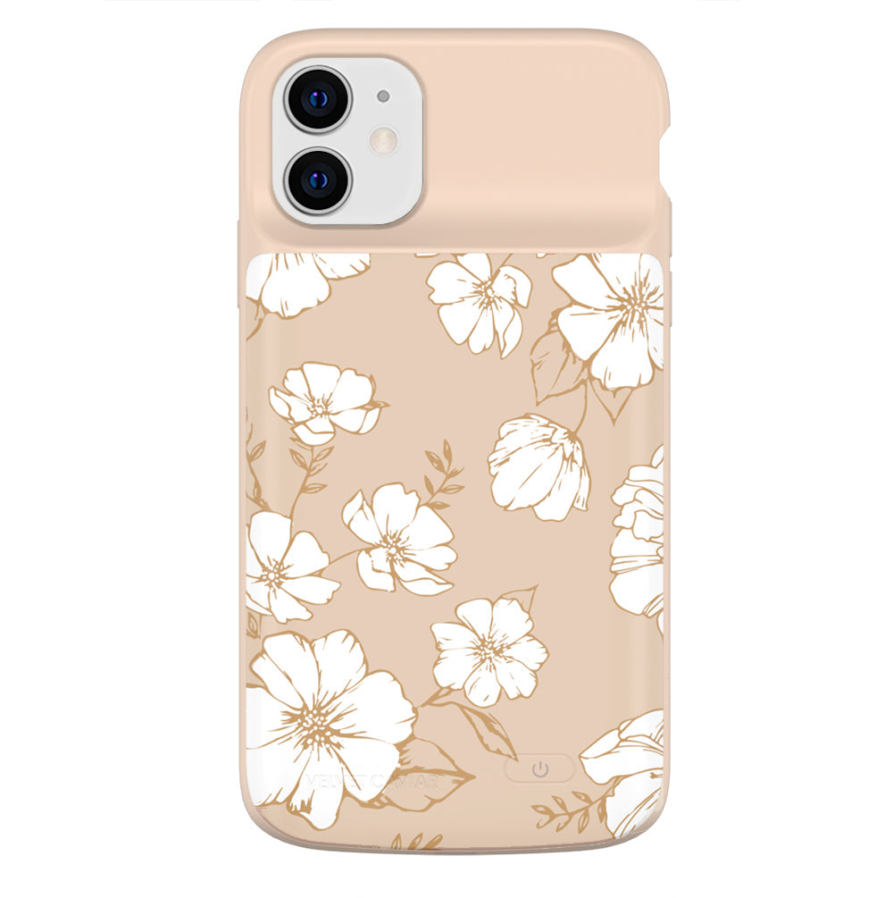 White Floral iPhone Charging Case
