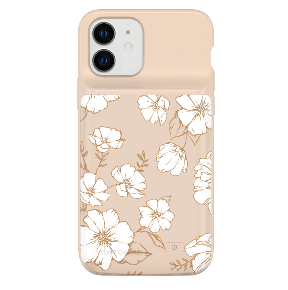White Floral iPhone Charging Case