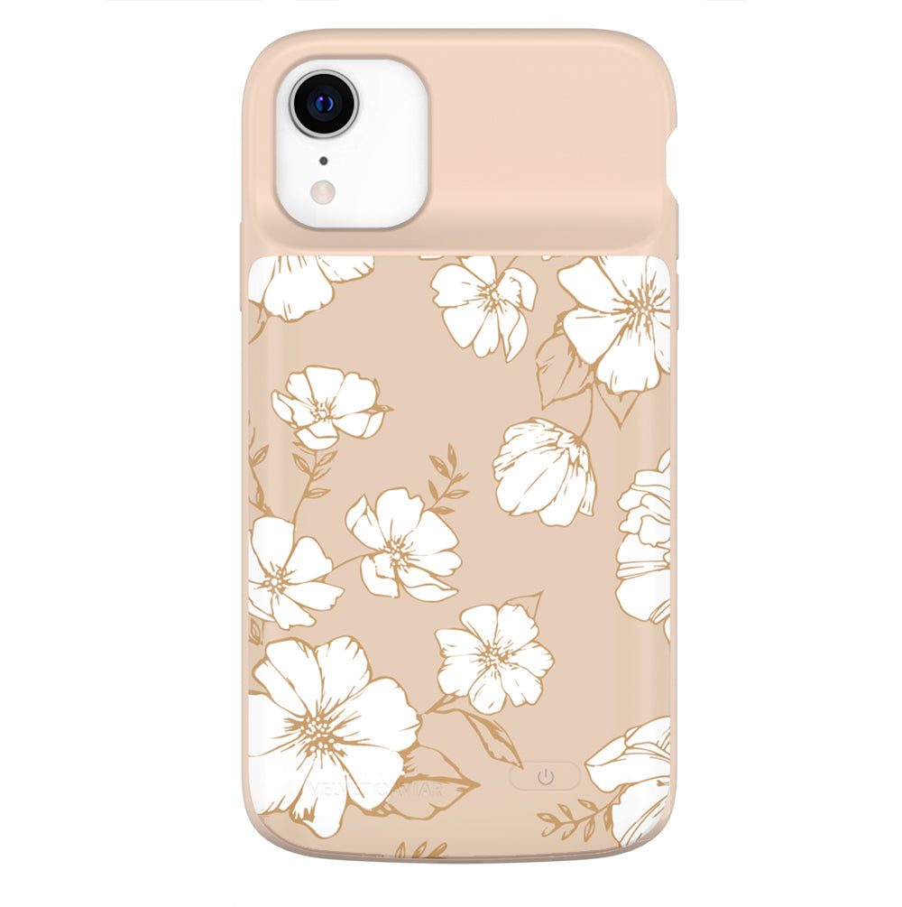 White Floral iPhone Charging Case