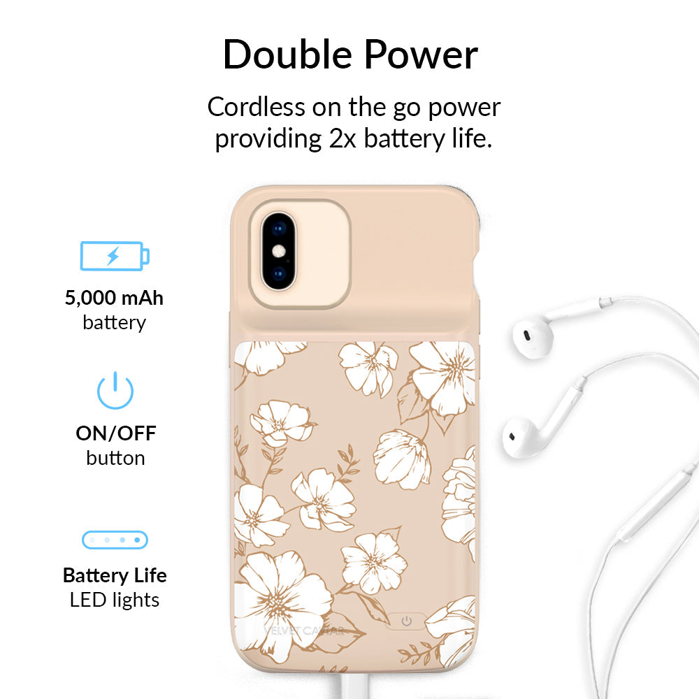 White Floral iPhone Charging Case