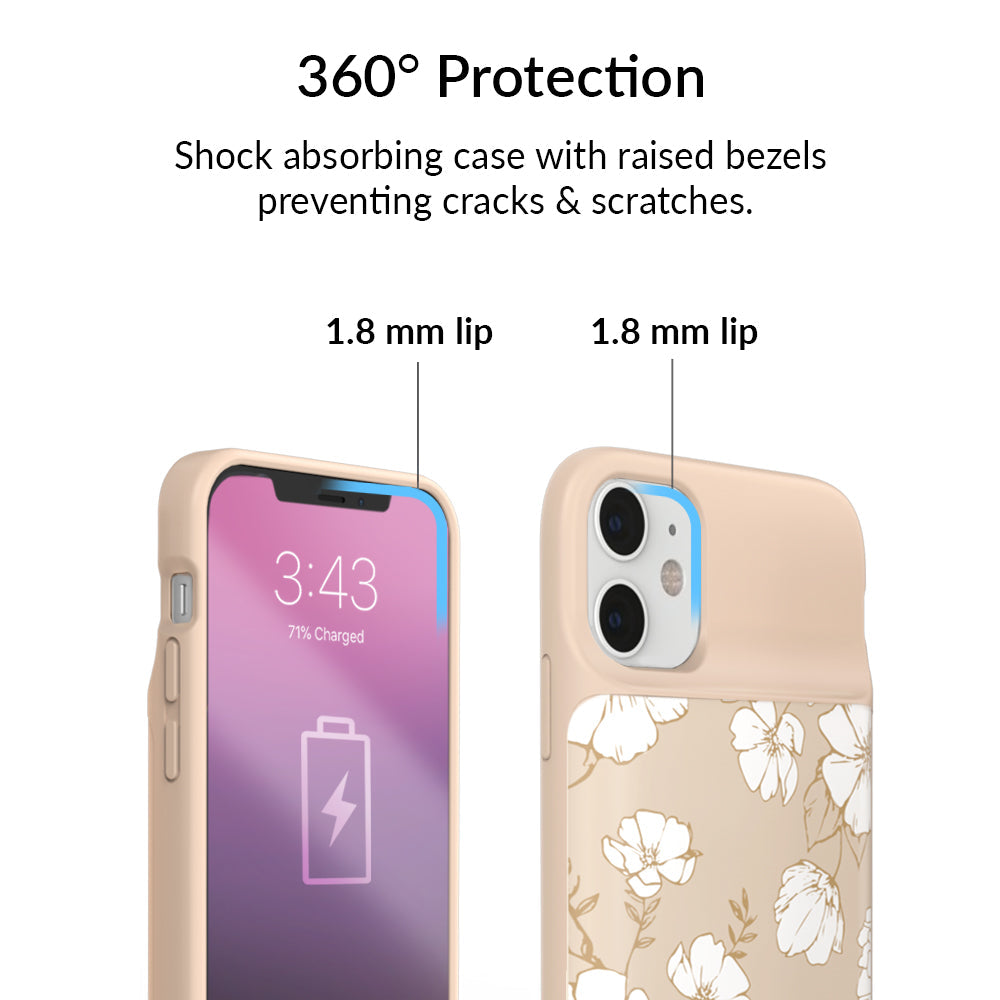 White Floral iPhone Charging Case