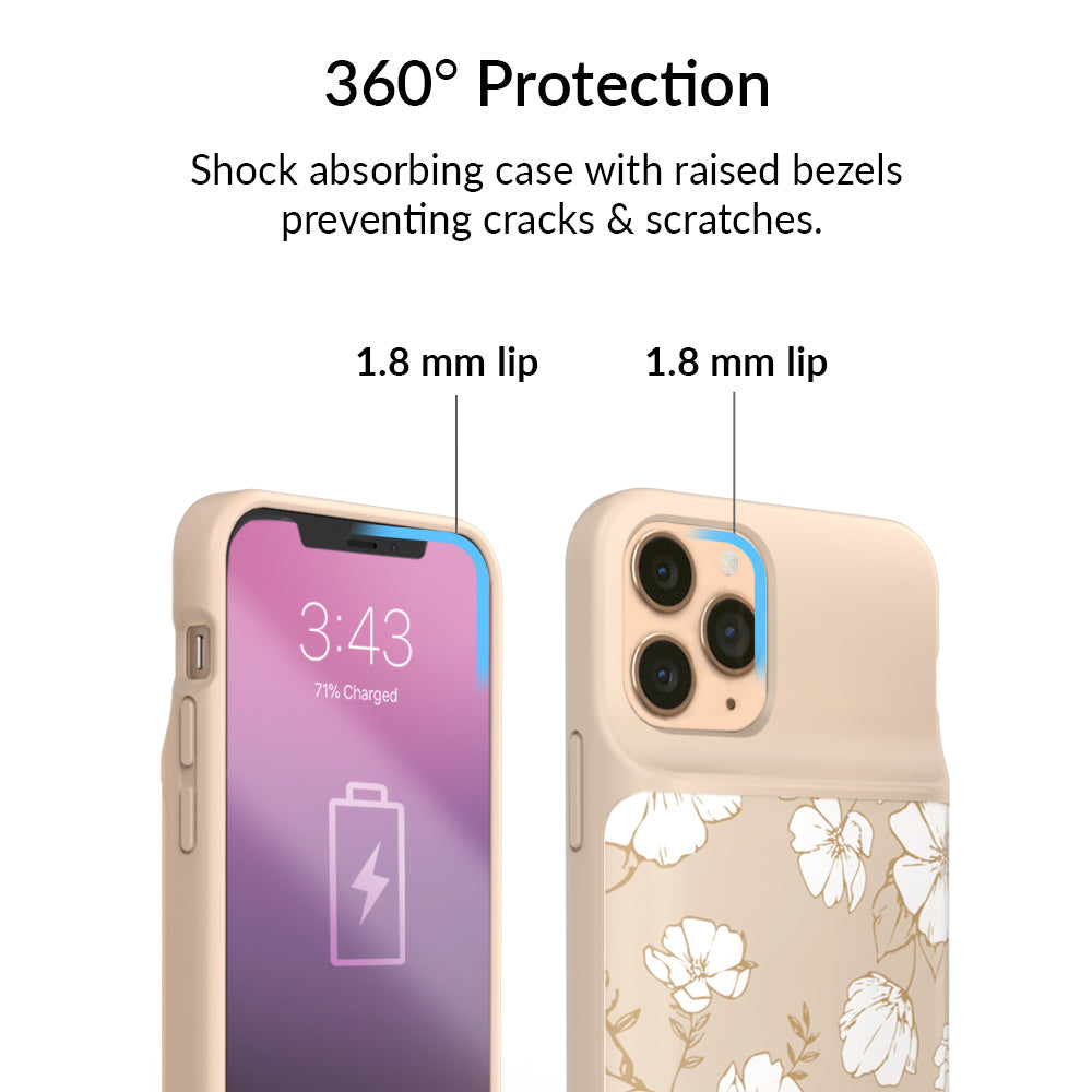 White Floral iPhone Charging Case