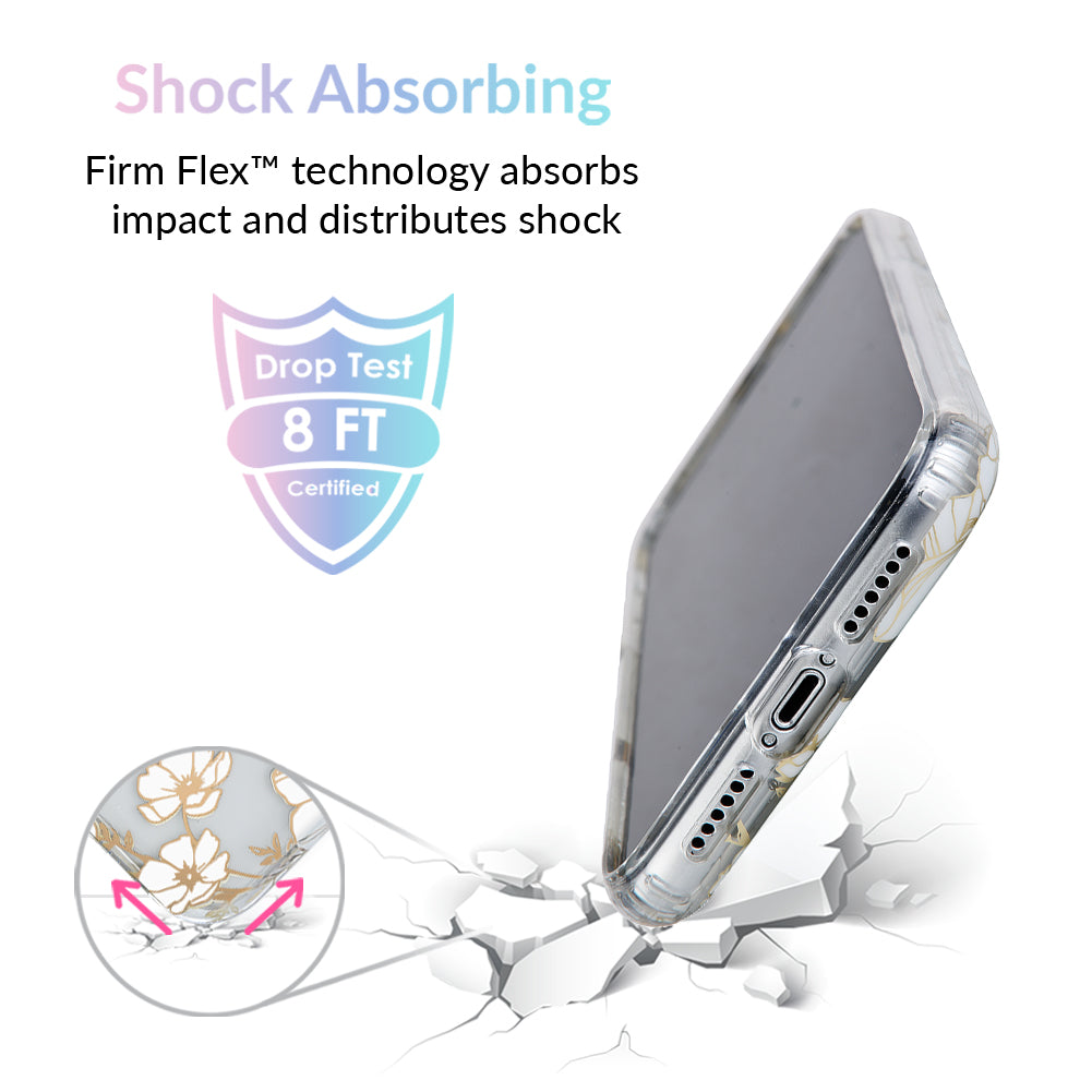 White and Gold Floral Clear iPhone Case