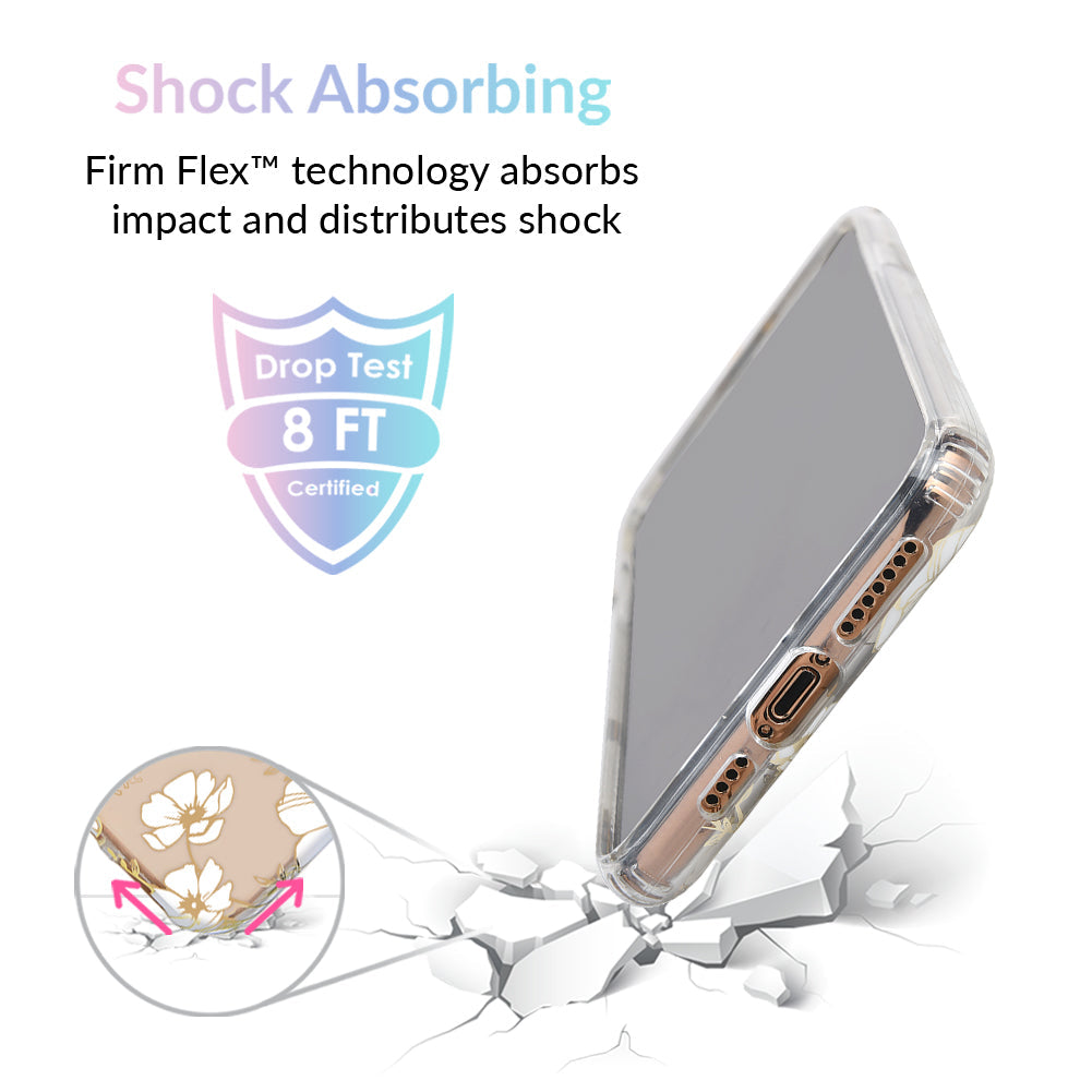 White and Gold Floral Clear iPhone Case