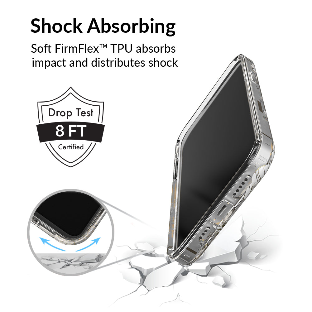 White and Gold Floral Clear iPhone Case