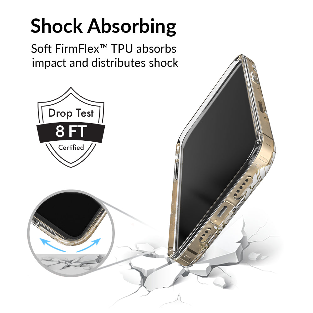 White and Gold Floral Clear iPhone Case