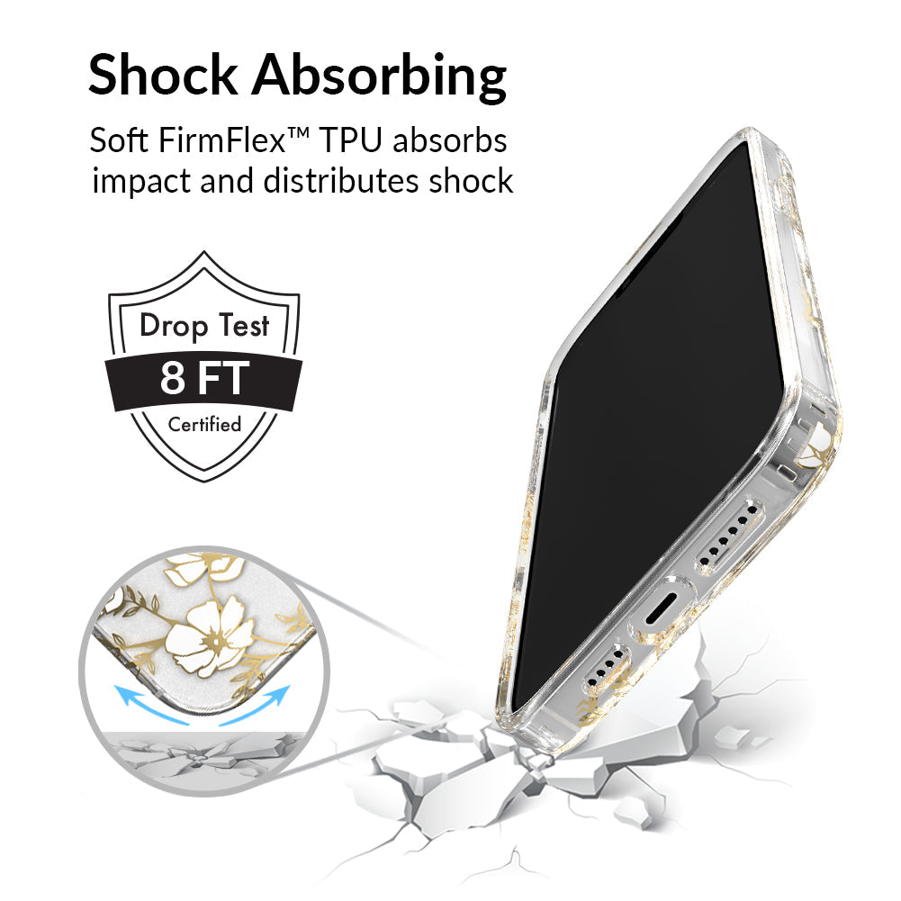 White and Gold Floral Clear iPhone Case