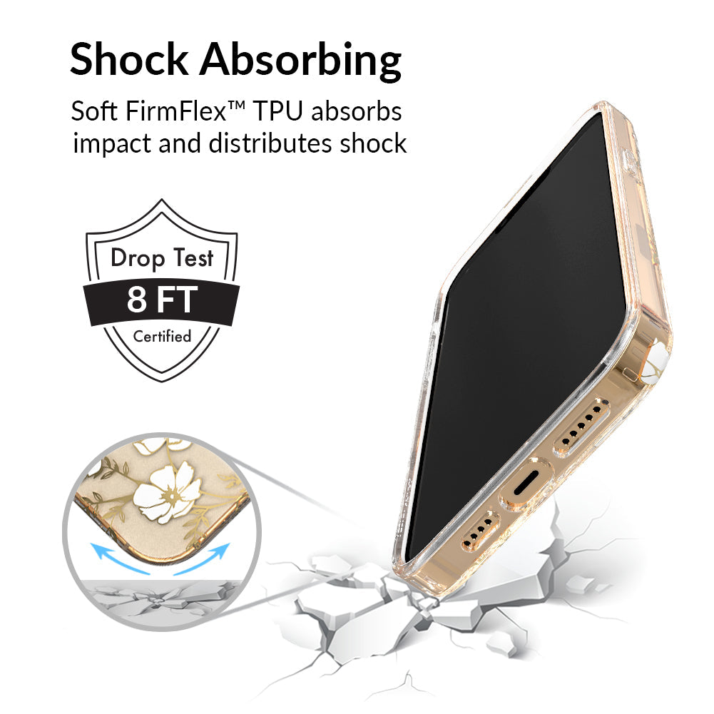 White and Gold Floral Clear iPhone Case