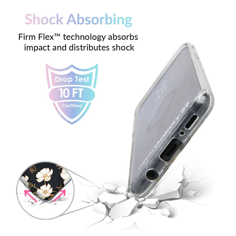 White and Gold Floral Clear Samsung Case