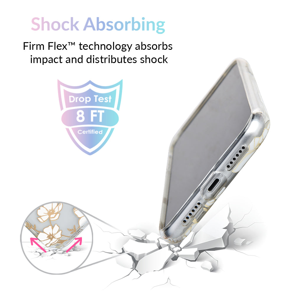 White and Gold Floral Clear iPhone Case