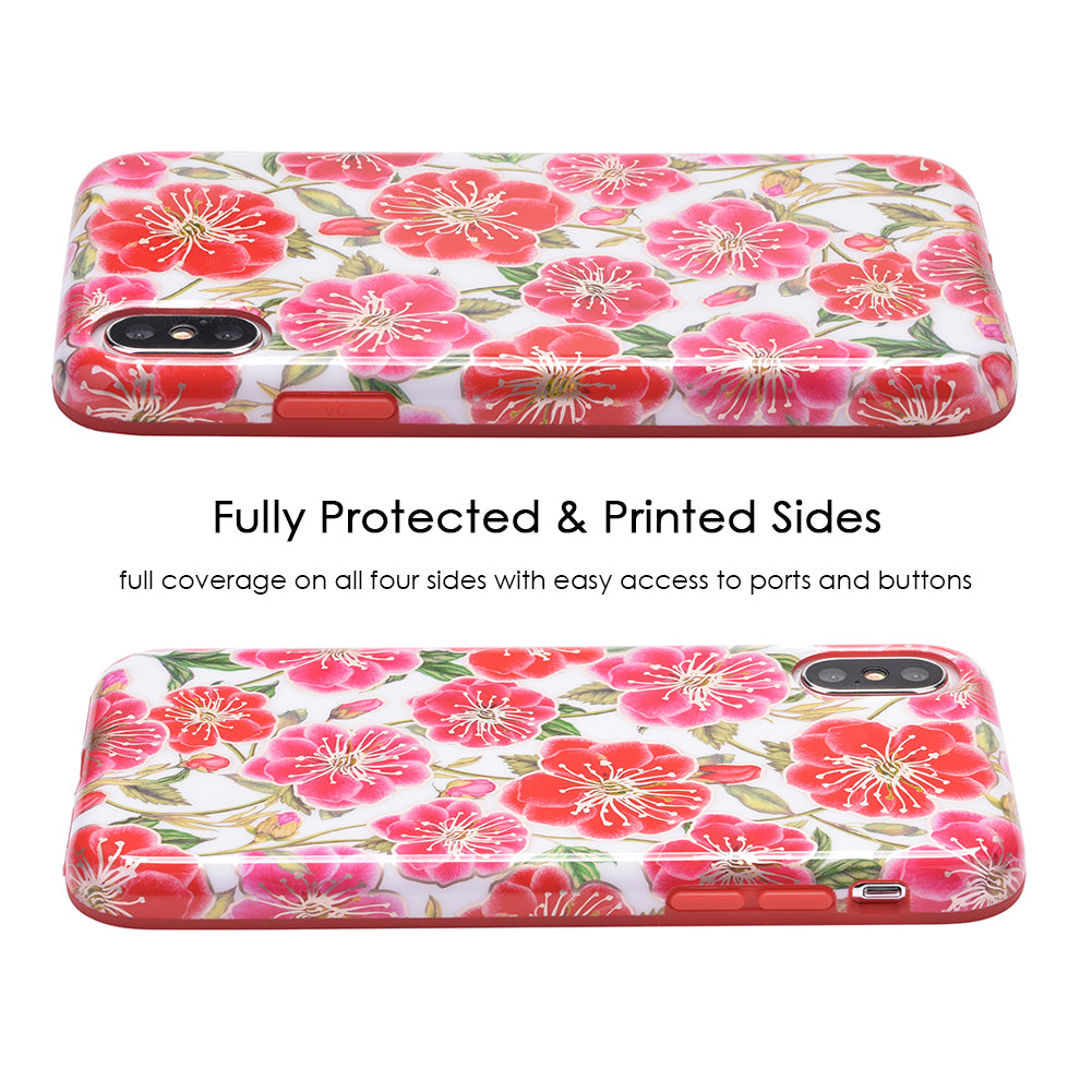 White Hibiscus Rose Gold Chrome Floral iPhone Case