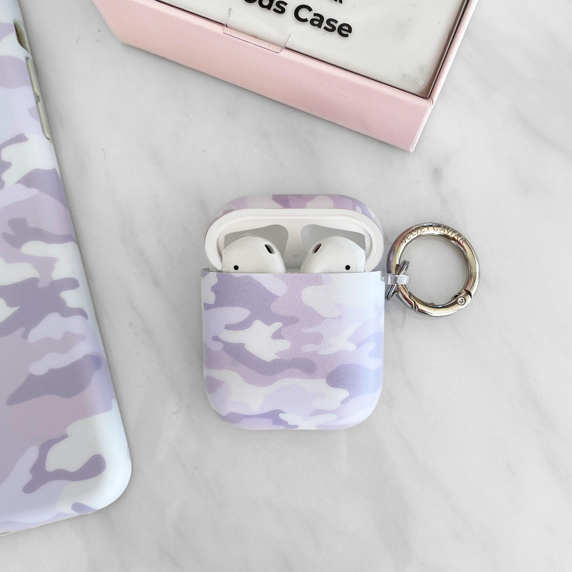 White Clouds Camo Airpods Case