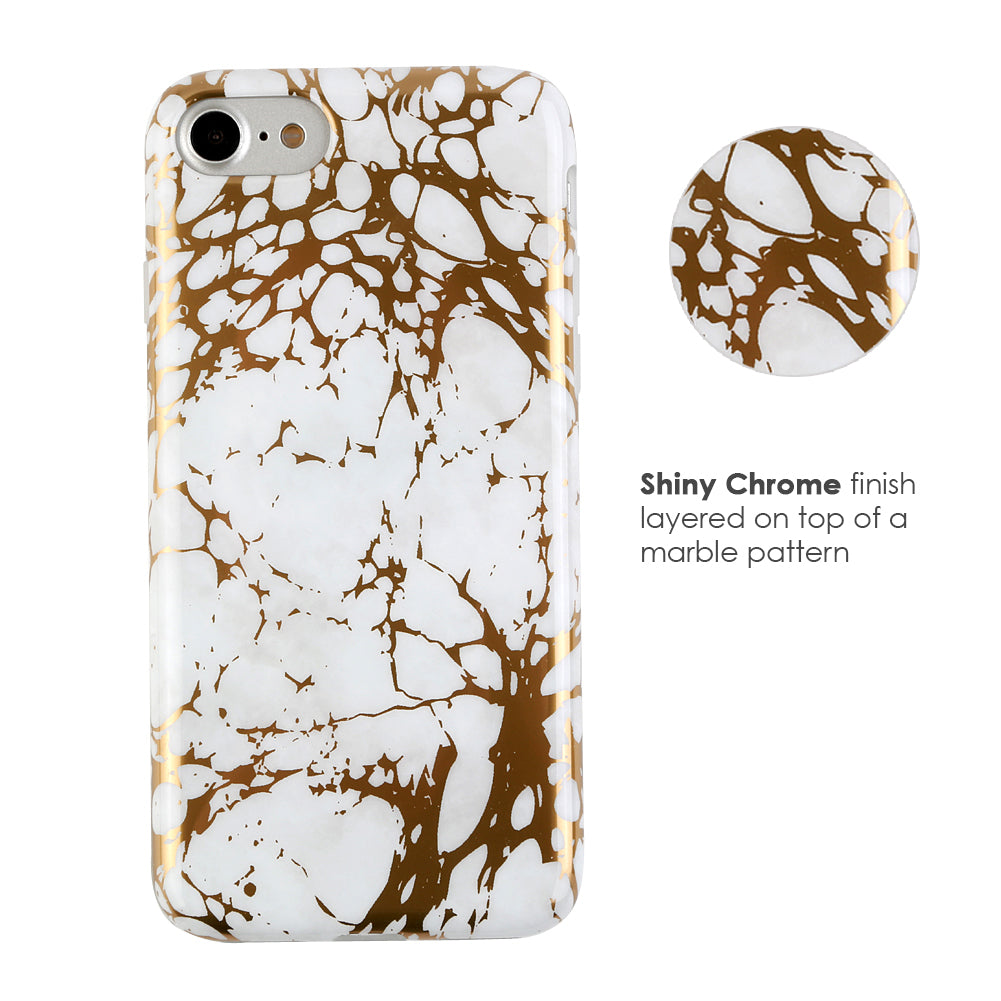 White Marble Gold Chrome iPhone Case