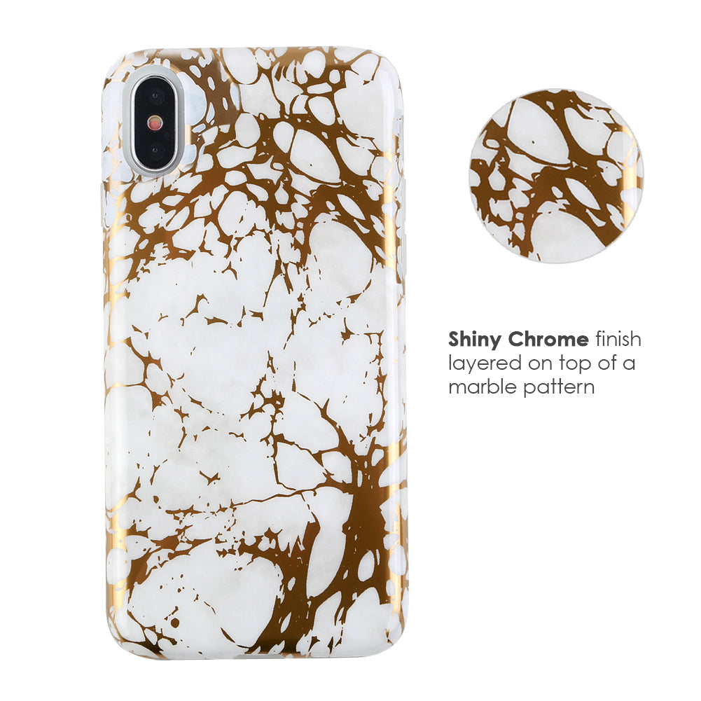 White Marble Gold Chrome iPhone Case