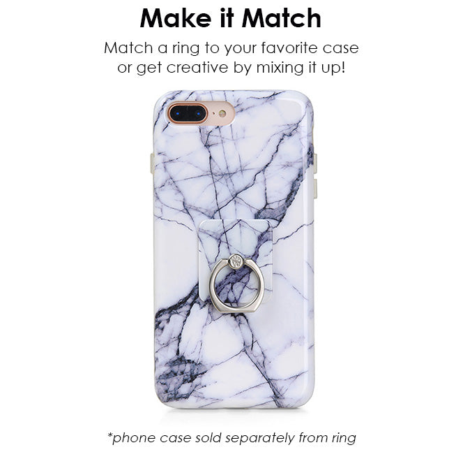 White Gray Marble Phone Ring