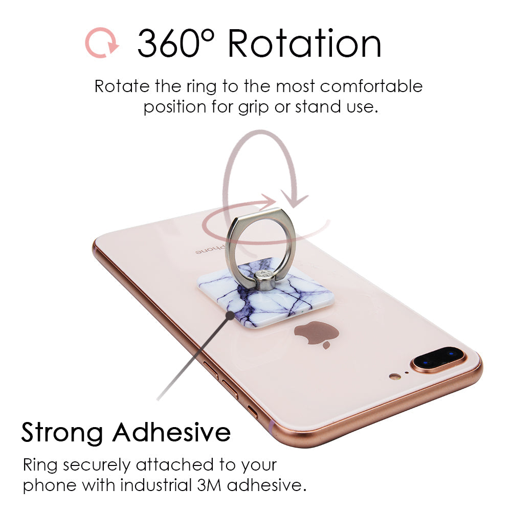 White Gray Marble Phone Ring