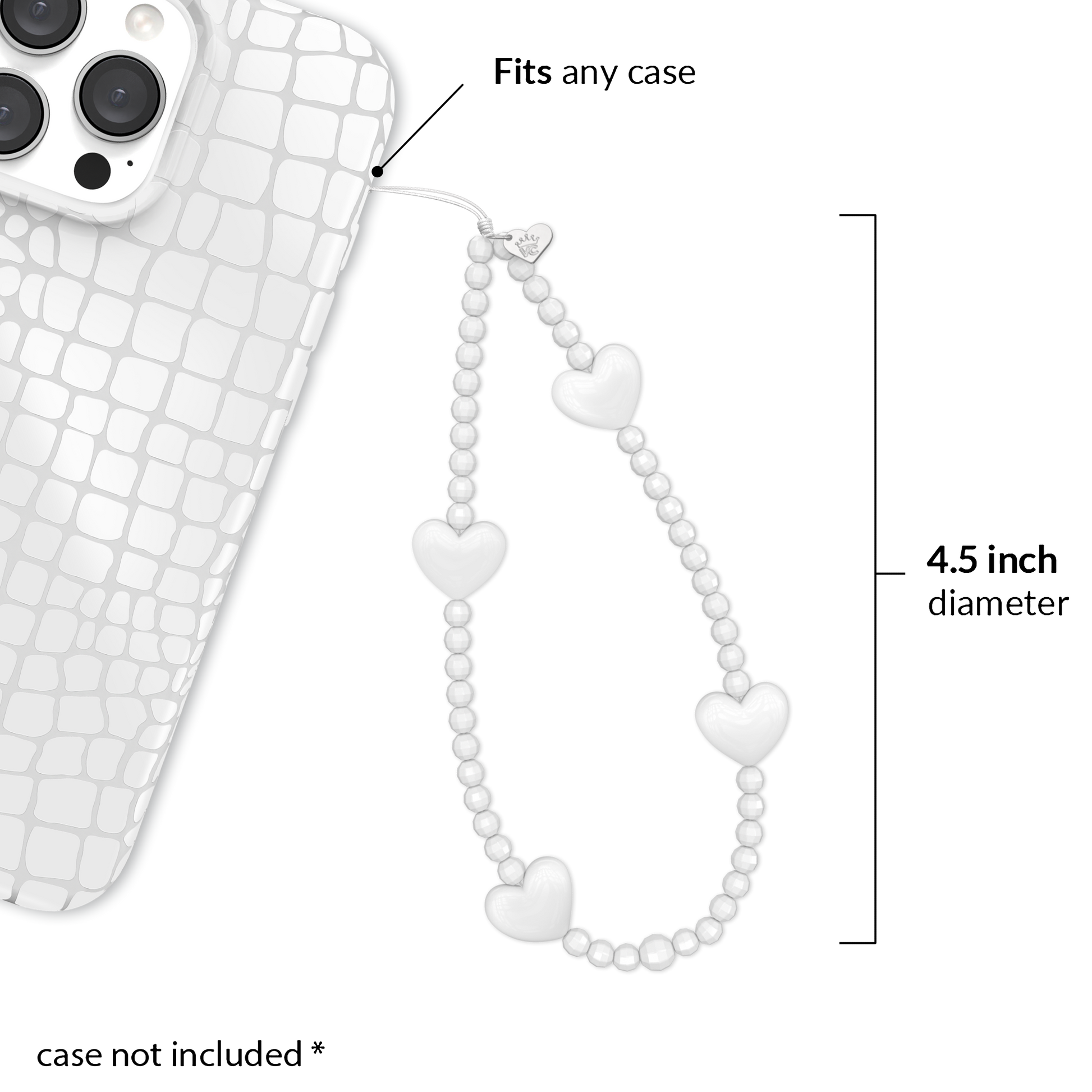 White Heart Phone Charm
