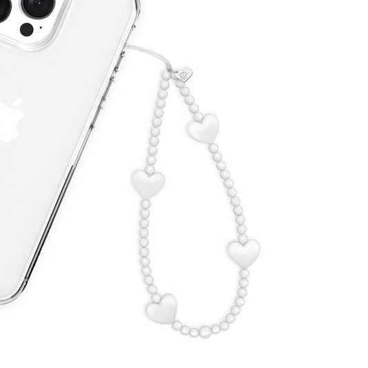 White Heart Phone Charm