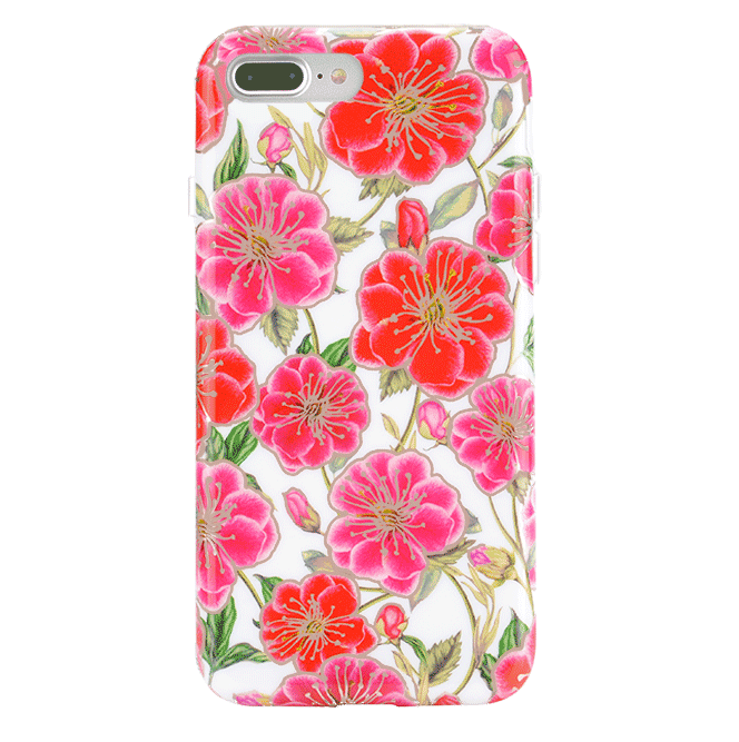 White Hibiscus Rose Gold Chrome Floral iPhone Case