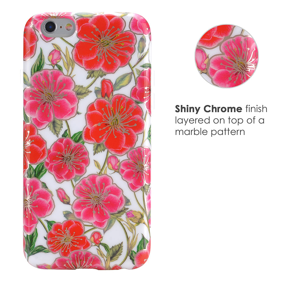White Hibiscus Rose Gold Chrome Floral iPhone Case