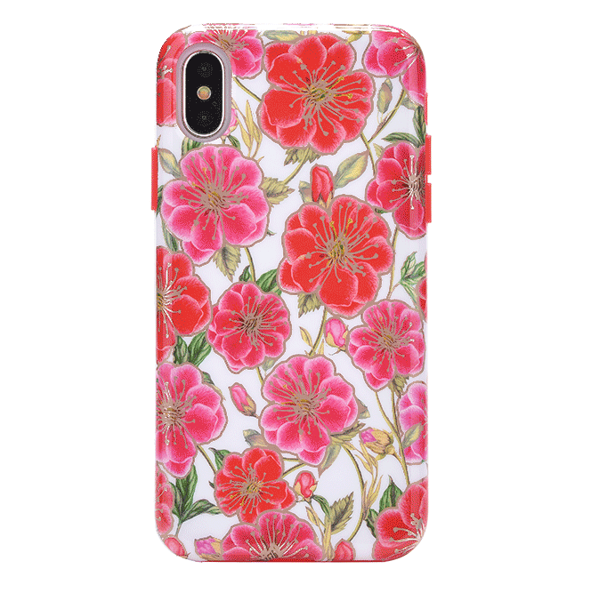 White Hibiscus Rose Gold Chrome Floral iPhone Case