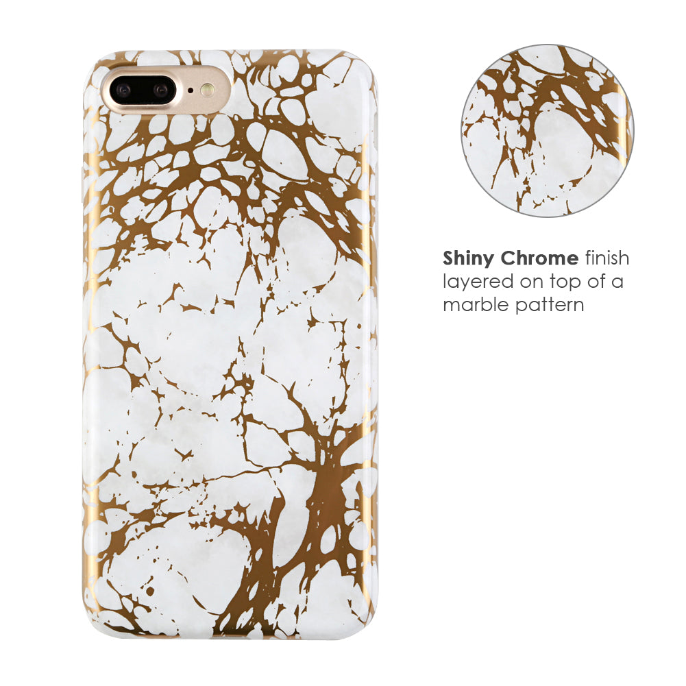 White Marble Gold Chrome iPhone Case