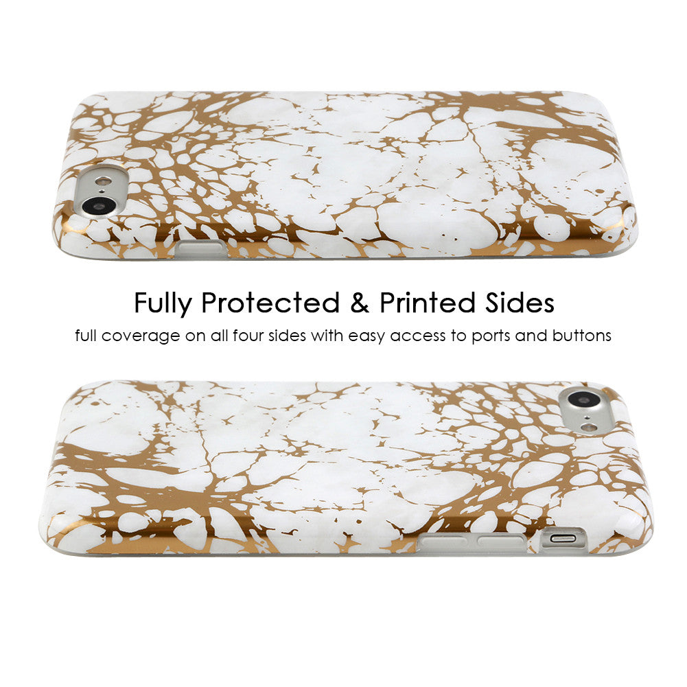 White Marble Gold Chrome iPhone Case