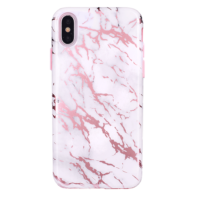 White Marble Pink Chrome iPhone Case