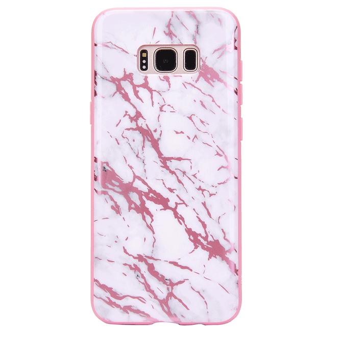 White Marble Pink Chrome Samsung Galaxy Case