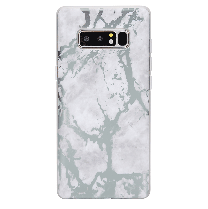 White Marble Silver Chrome Samsung Galaxy Case