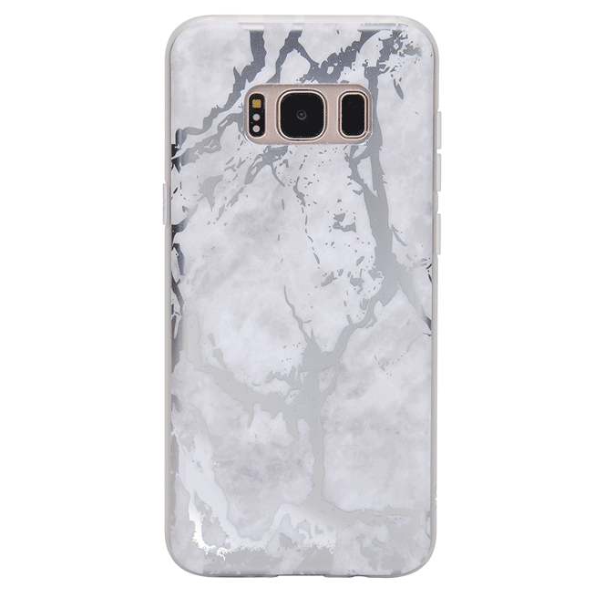 White Marble Silver Chrome Samsung Galaxy Case