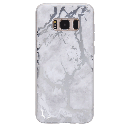 White Marble Silver Chrome Samsung Galaxy Case