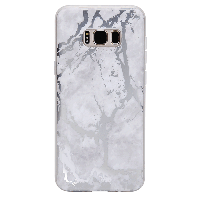 White Marble Silver Chrome Samsung Galaxy Case