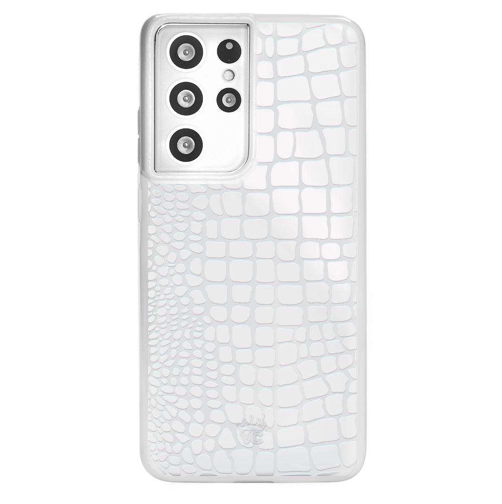 White Croc Samsung Case