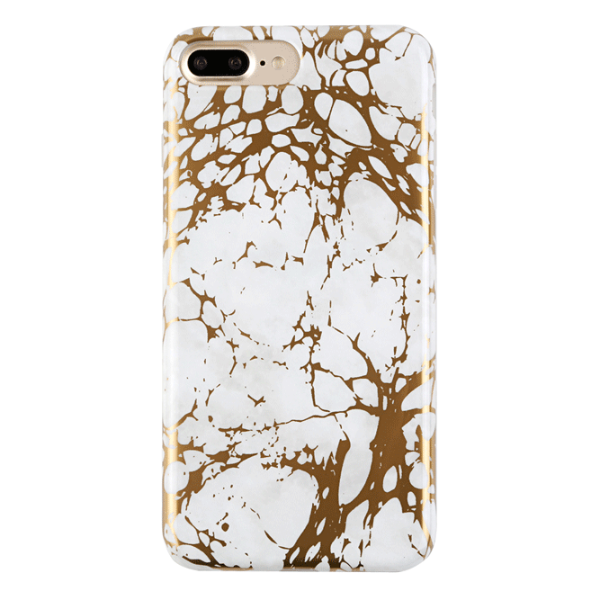 White Marble Gold Chrome iPhone Case